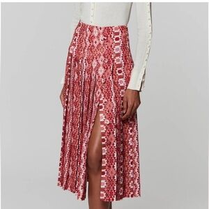 ALTUZARRA Tullius Pleated Abstract Midi-Skirt in amaranth